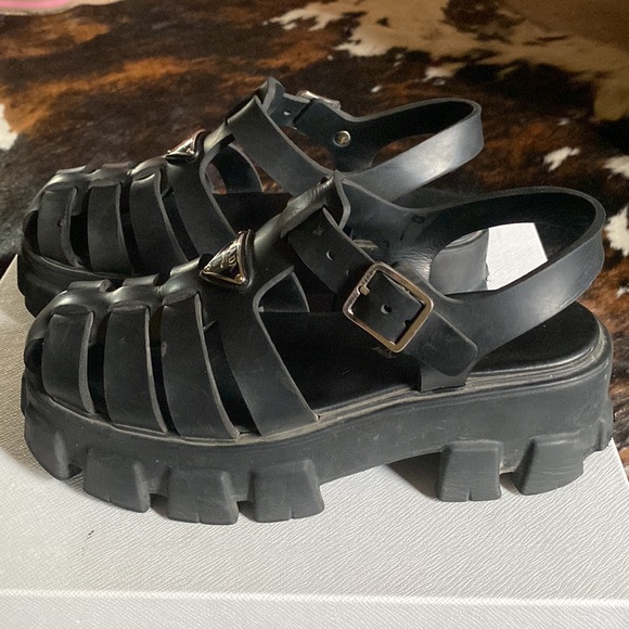 Prada black foam rubber platform sandals sandals 38 - Picture 6 of 8
